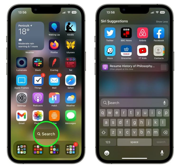 阜平苹果手机维修分享升级到 iOS 16 后，如何删除主屏幕上的搜索按钮 