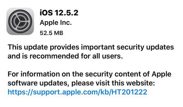阜平苹果手机维修分享iOS12.5.2发布，建议所有老苹果用户安装 